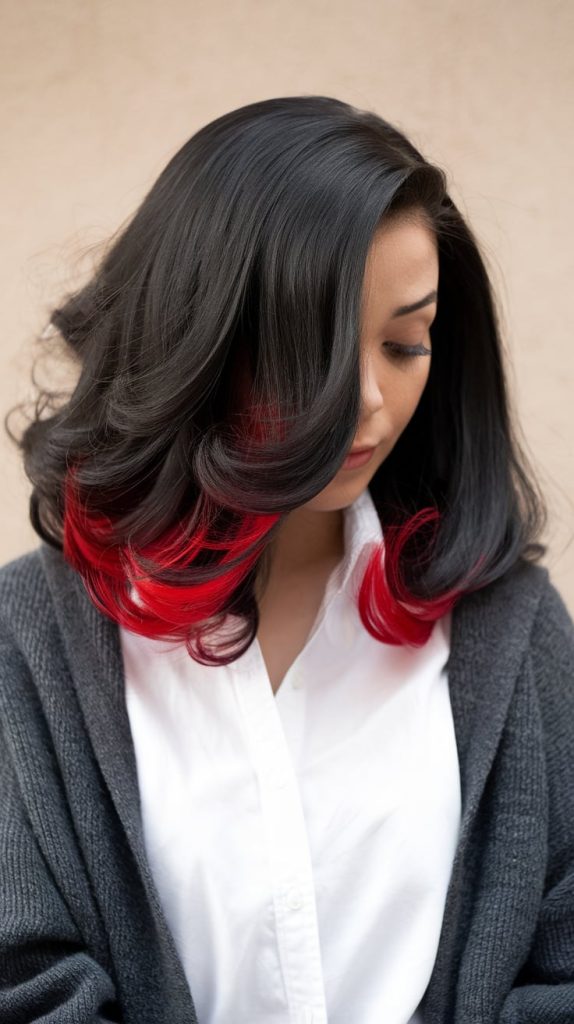 Black and Red Peekaboo Hair