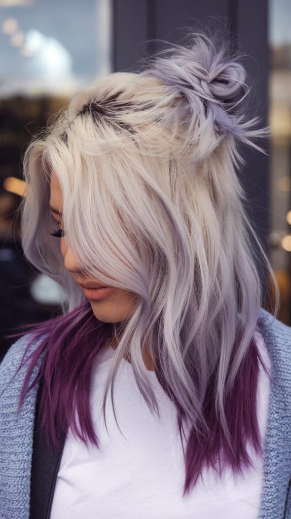 Blonde with Purple Peekaboo Highlights